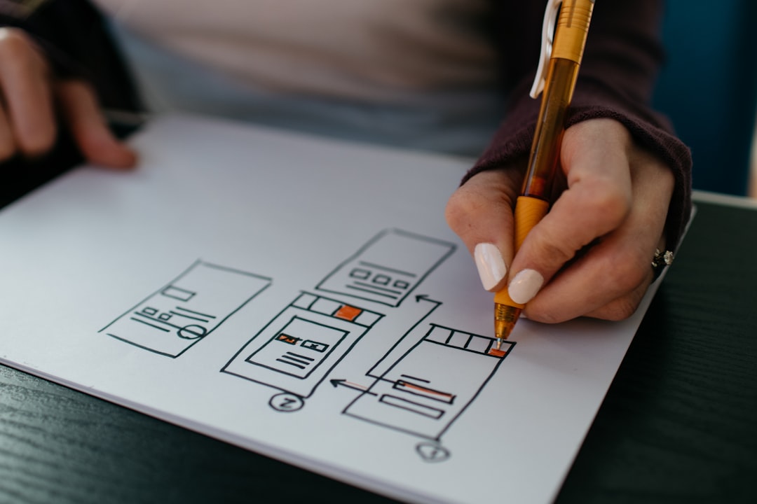UX Work: Womans hands drawing a wireframe